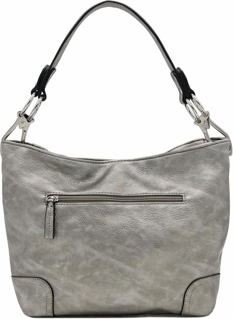 Alyssa Hobo Shoulder Bag with Big Snap Hook Hardware - Image 5